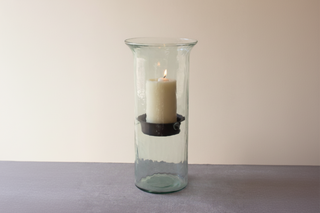 Original Glass Candle Cylinder w/ Rustic Insert   Large
