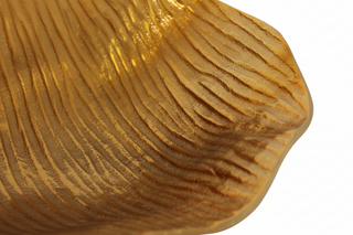Set of 2   Organic Bowls With Ribbed Texture   Gold/Matte White
