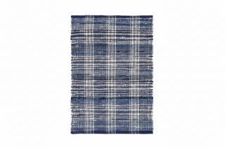 Denim Plaid Handwoven Cotton Rug
