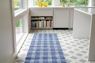 Denim Plaid Handwoven Cotton Rug
