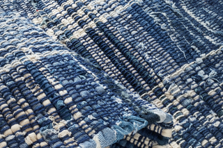 Denim Plaid Handwoven Cotton Rug
