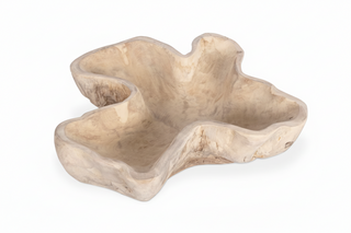 Organic Teak Wood Carved Bowl   24"W   Natural
