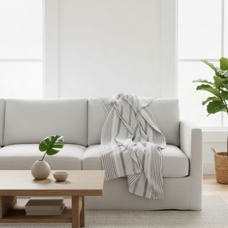 Gradation Ticking Woven Cotton Throw
