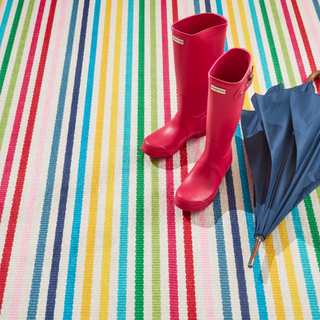 Rainbow Stripe Machine Washable Rug
