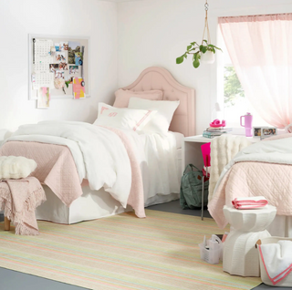 Ana Ticking Aqua Machine Washable Rug
