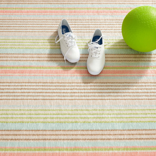 Ana Ticking Aqua Machine Washable Rug
