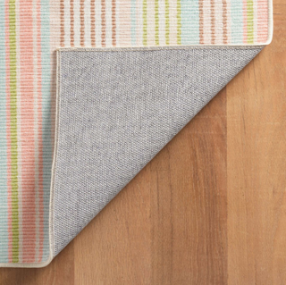 Ana Ticking Aqua Machine Washable Rug
