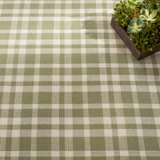 Tattersall Handwoven Cotton Rug Sage   2' x 3'
