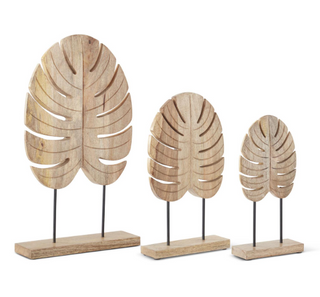 Wood Monstera Leaf Sculpture
