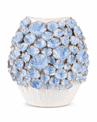 Handmade Thai Blue Fish Scale Floral Ceramic Vase
