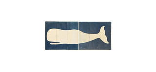 Moby Dick Whale Hand Painted Distressed Wood
