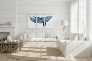 72" x 38"   Blue Whale 2 Triptych
