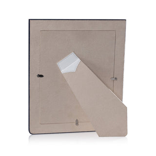 Nappa Leather Photo Frame   White and Navy
