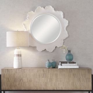Sea Coral Round Mirror   White
