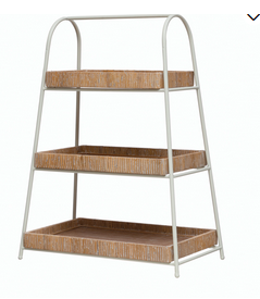 Decorative Metal Wood and Bamboo 3 Tier Tray