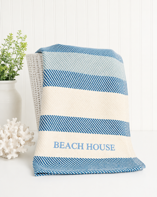 *CUSTOM* Oak Bluffs Surf Throw   50" x 72" USA Classic   Light Blue Thread   Bottom Center
