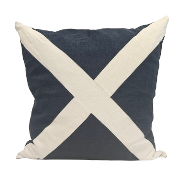 Signal Flag- Indigo Linen with White Linen "X" 21" x 21" ***