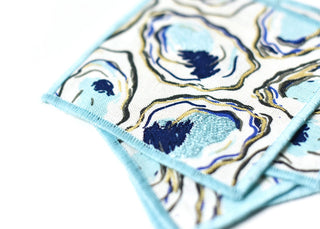 Set of 4   Oyster Print Fabric Coasters

