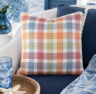 Floris Plaid Multi Decorative Indoor/Outdoor Pillow 20" Square
