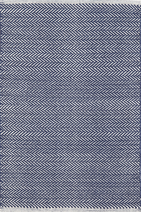 Herringbone Indigo/White Indoor/Outdoor Rug 2x3