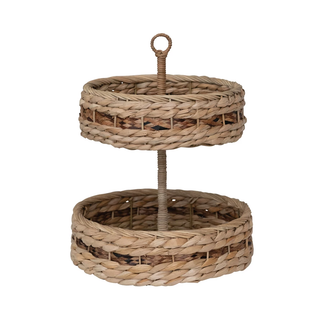 Hand Woven Wicker & Bankuan 2 Tier Tray
