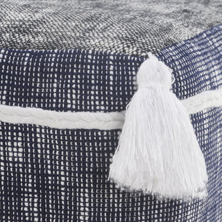Modern Distressed Rope Lined and Tasseled Pouf
