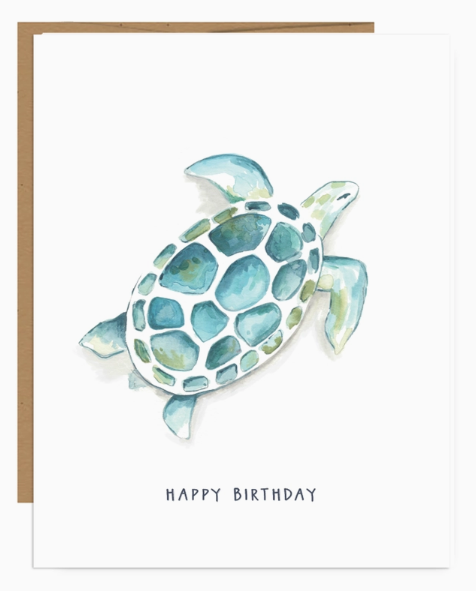 Turtle / Coastal Birthday  greeting Card