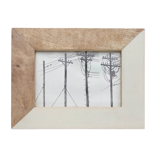 Finn 5x7 Photo Diagonal White Resin and Wood Picture Frame