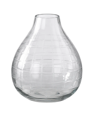 Etched Tear Drop Clear Glass Vase   Small
