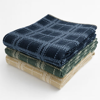 Double Faced Two Color Plaid with Blanket Stitch Edge
