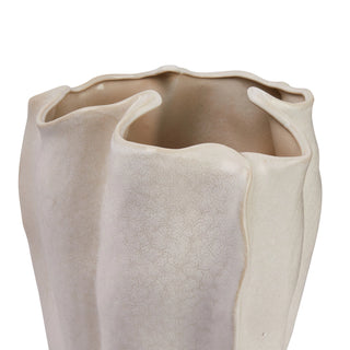 Stoneware Organic Shaped Vase, Matte Cream Color
