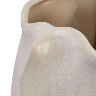 Stoneware Organic Shaped Vase, Matte Cream Color
