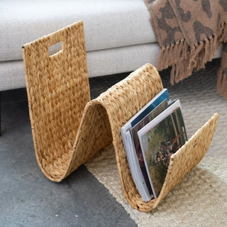 Hand Woven Water Hyacinth & Metal Tray/Magazine Holder
