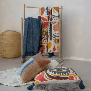 Bamboo Towel/Throw Rack w/ 2 Rods, Natural
