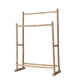 Bamboo Towel/Throw Rack w/ 2 Rods, Natural
