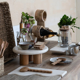 Carved Mango Wood Salad Servers w/ Scalloped Handle, Set of 2
