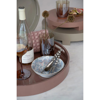 Stoneware Footed Bowl, Reactive Glaze, Blue & White
