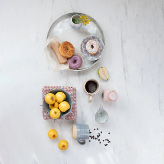 Stoneware Urchin Shaped Bowl w/ Spikes, Reactive Glaze, Blue & White
