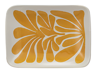 Hand Painted Stoneware Plate w/ Abstract Design II
