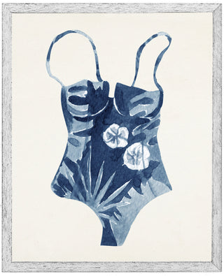 Watercolor Navy Tropical One Piece Bathing Suit
