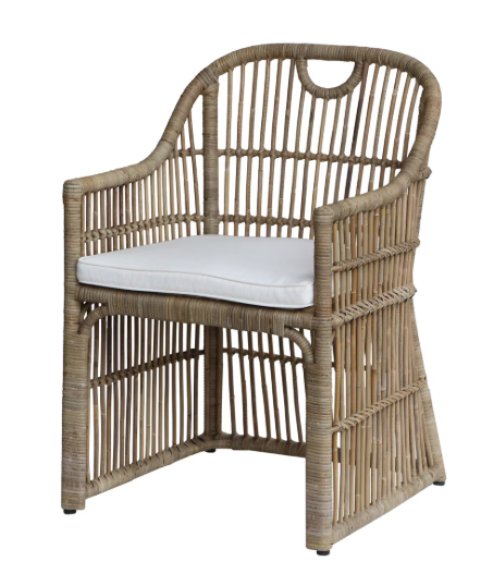 Lawson Rattan Arm Chair with Cushion, Natural