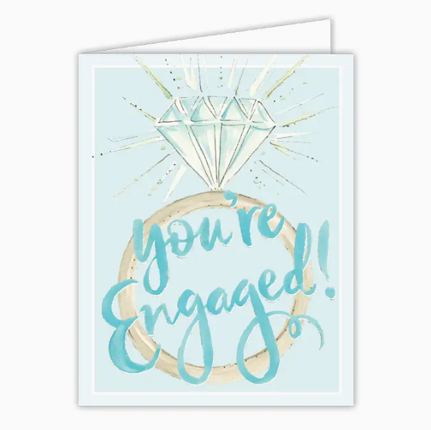 Greeting Card - Handpainted You're Engaged Engagement Ring