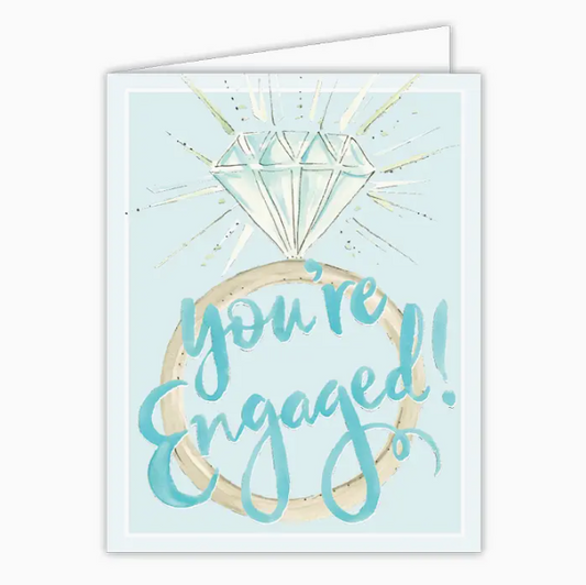 Greeting Card - Handpainted You're Engaged Engagement Ring