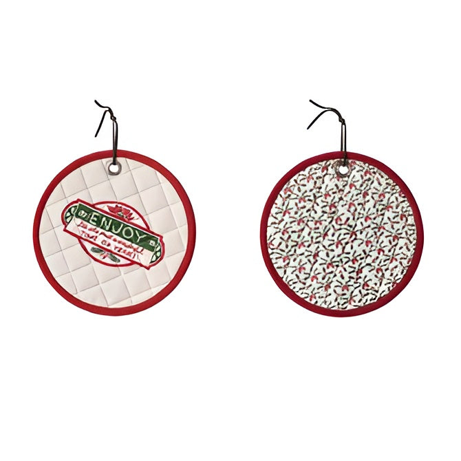 Round Cotton Pot Holder "Enjoy"