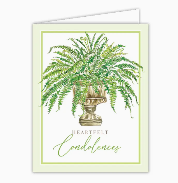 Greeting Card - Handpainted Heartfelt Condolences Potted Fern