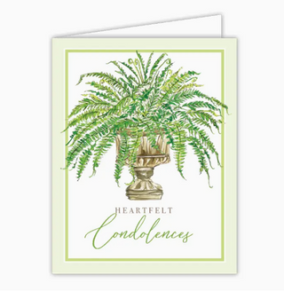 Greeting Card   Handpainted Heartfelt Condolences Potted Fern
