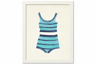 Teal with Navy Stripes Bathing Suit Two Piece
