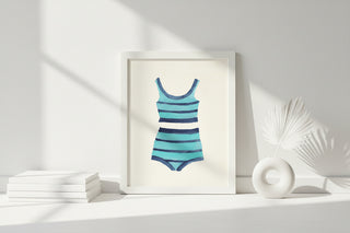 Teal with Navy Stripes Bathing Suit Two Piece
