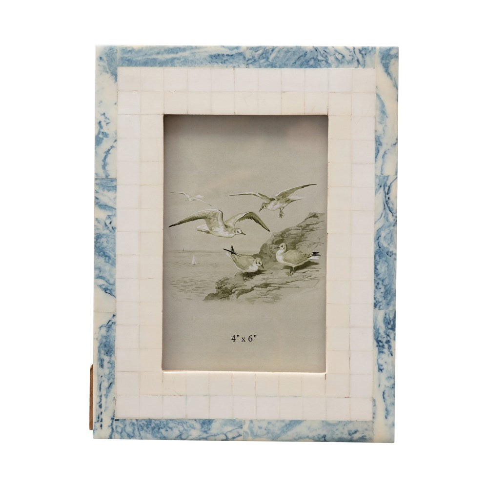 MDF & Resin Photo Frame, Blue & Ivory Color 6.5x8.5