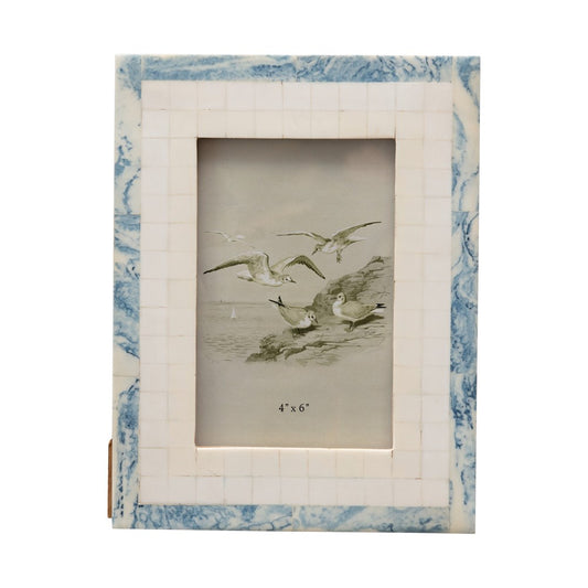 MDF & Resin Photo Frame, Blue & Ivory Color 6.5x8.5